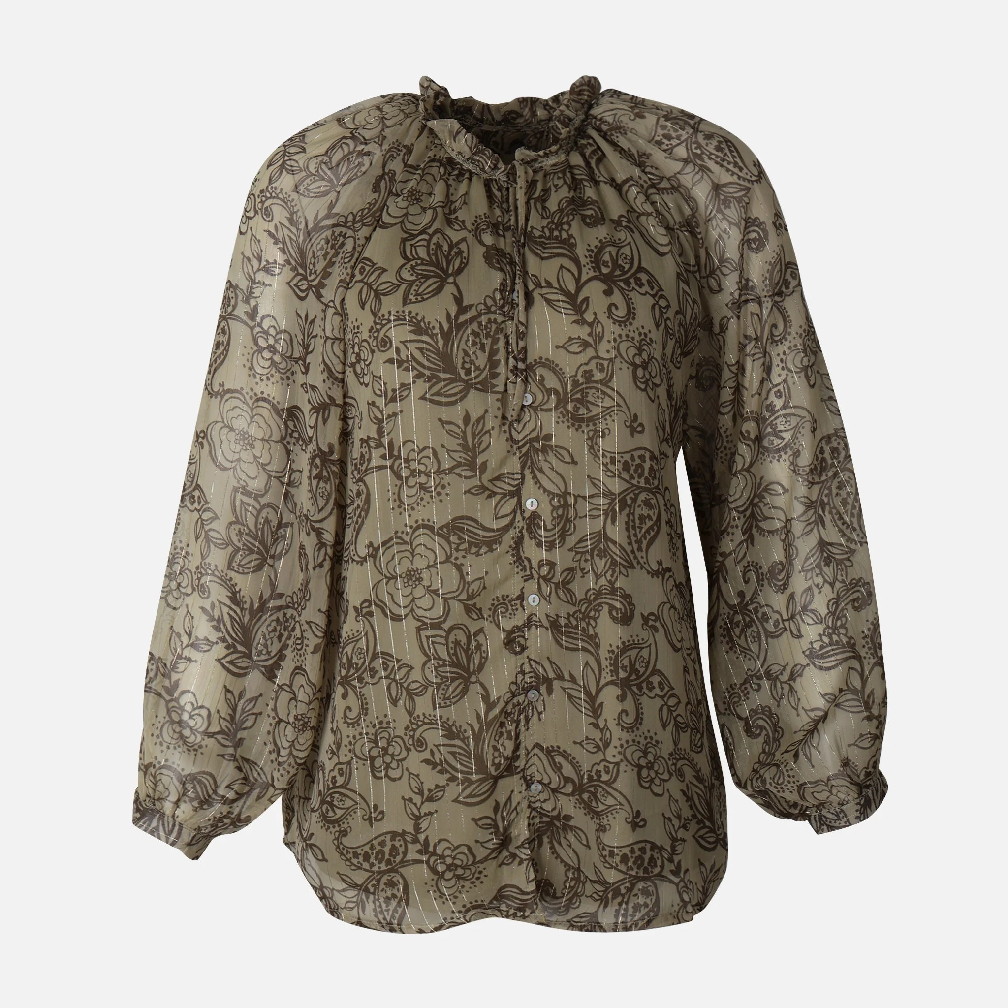 Women Lurex Long Sleeve Shirt