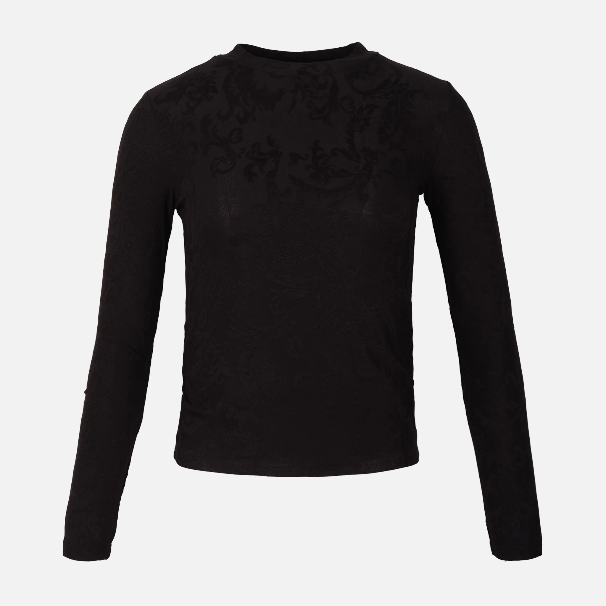 Women Rib Jacquard Long Sleeve T-Shirt