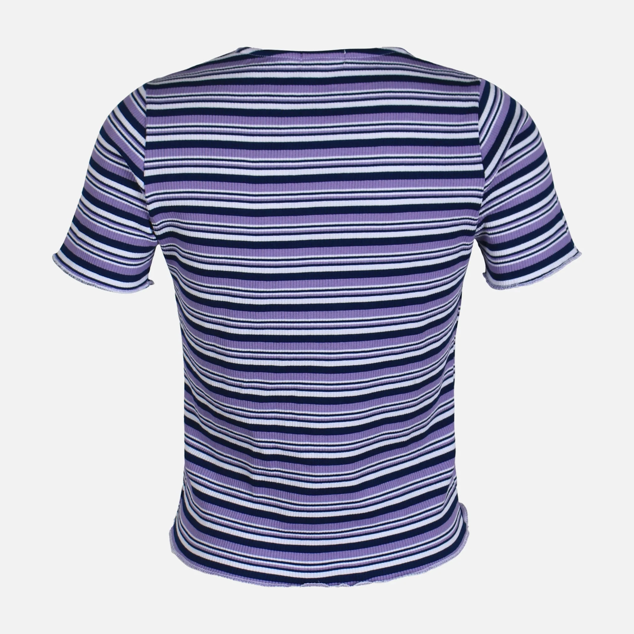 Women Rib Striper Short Sleeve Tee - Image 2