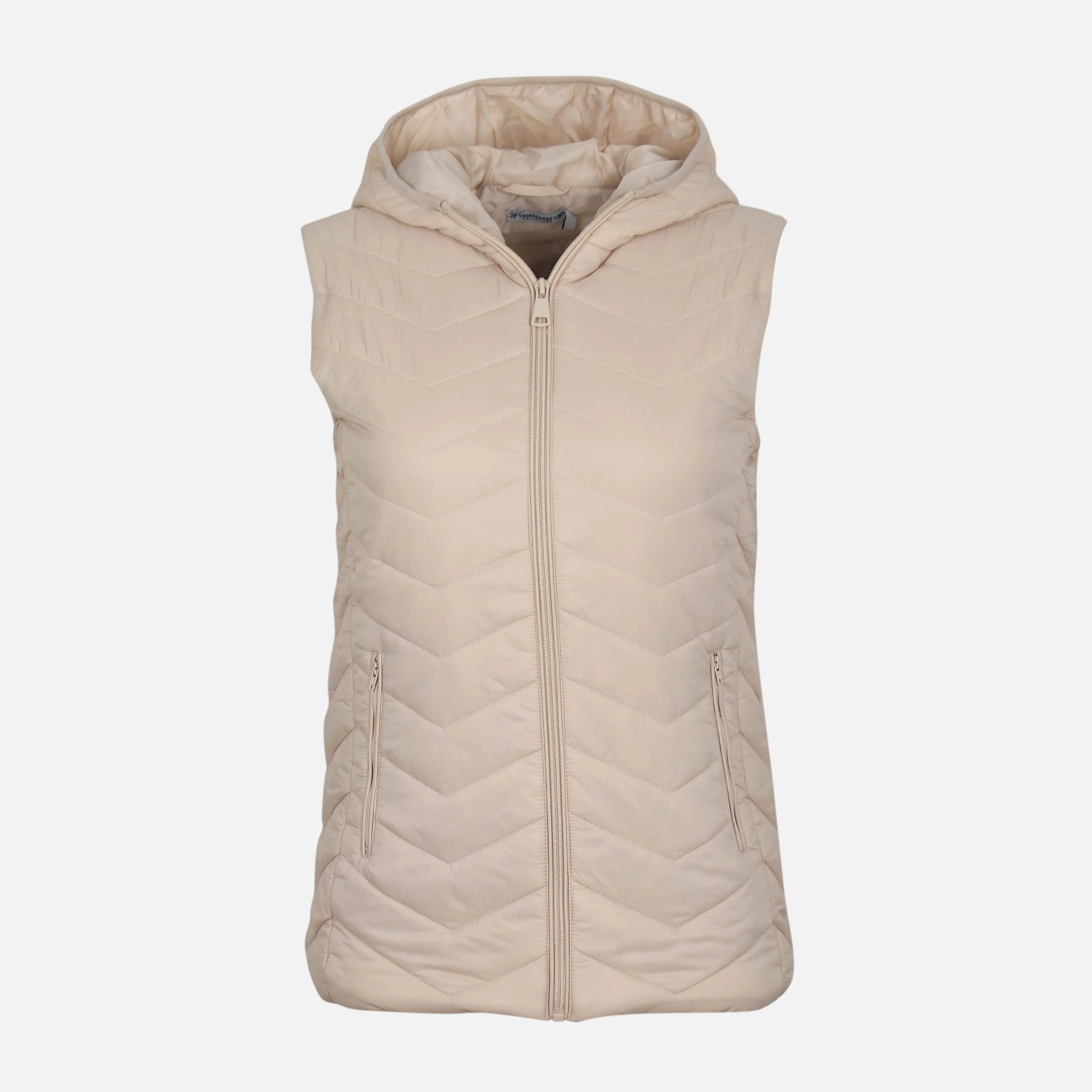 Women Basic Puffer Gilet With Hood