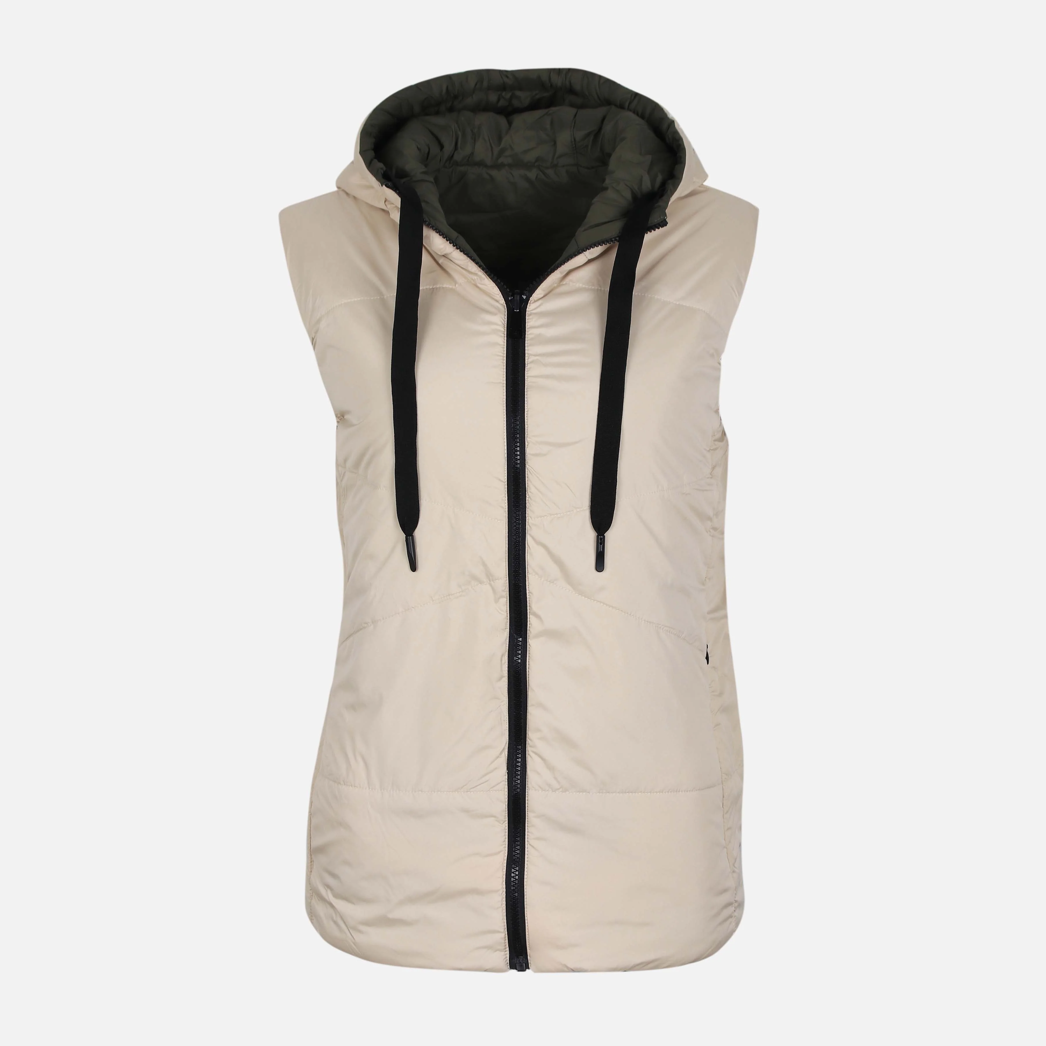 Women Doubleface Padded Vest With Hood - Image 2