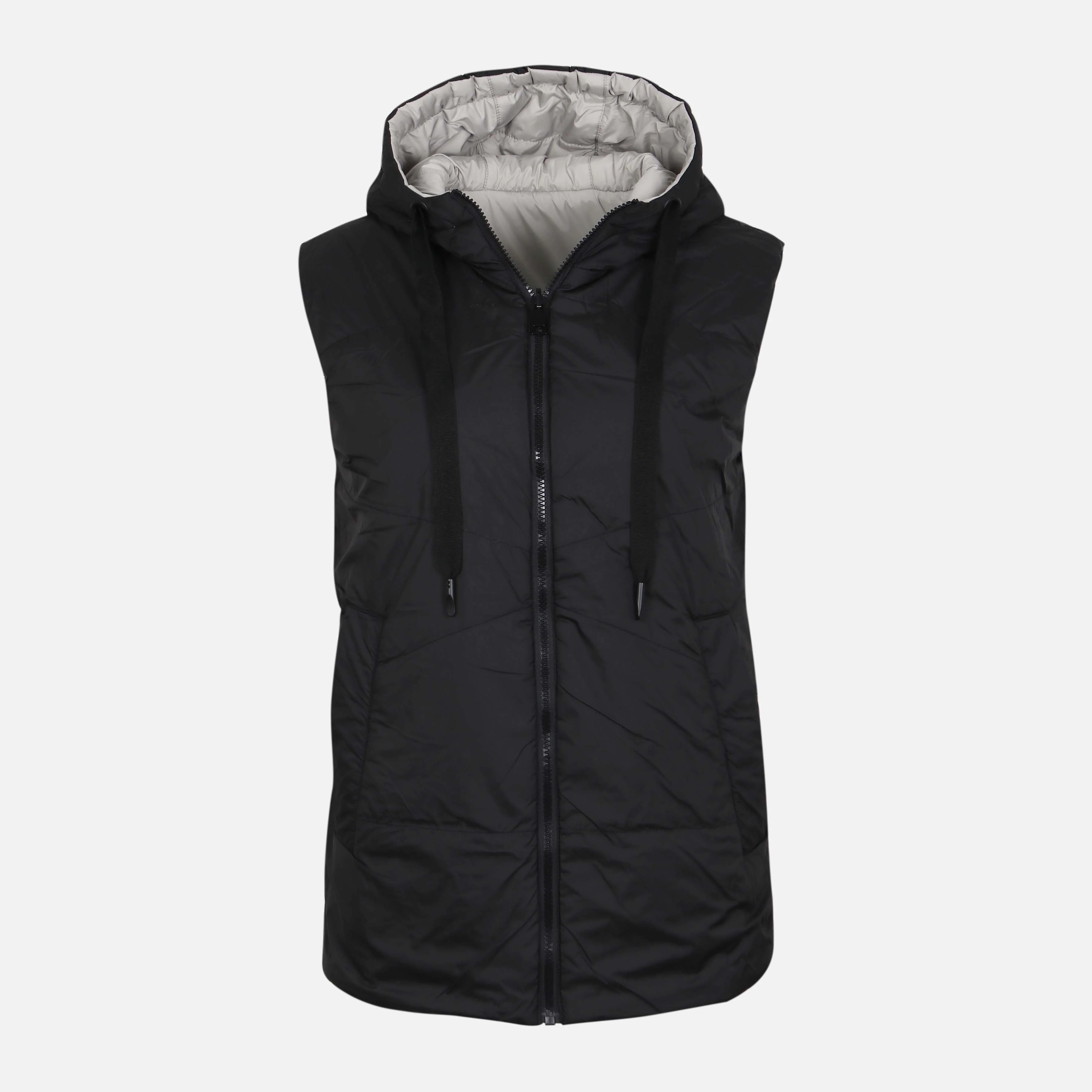 Women Doubleface Padded Vest With Hood
