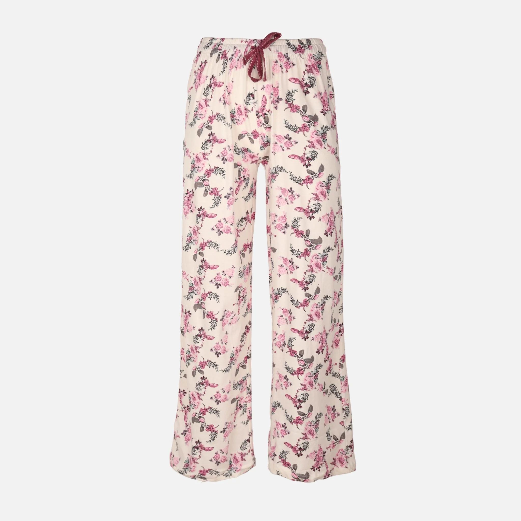 Womens Pyjama Set Short Sleeve Top And Wide Leg Pant - Image 2