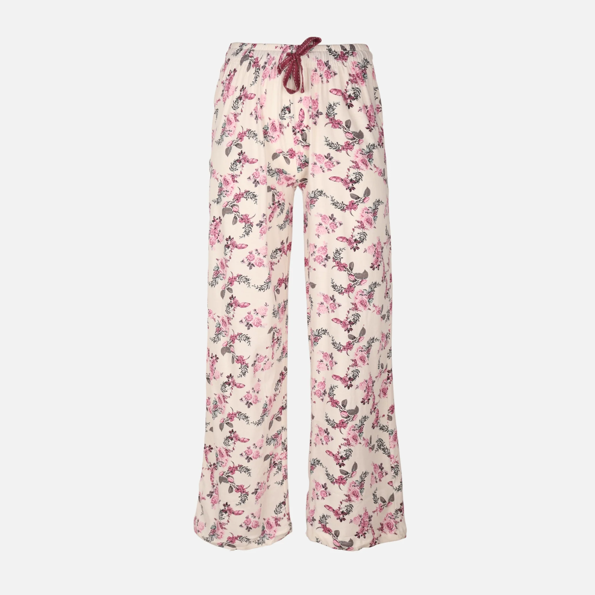 Womens Pyjama Set Short Sleeve Top And Wide Leg Pant - Image 4
