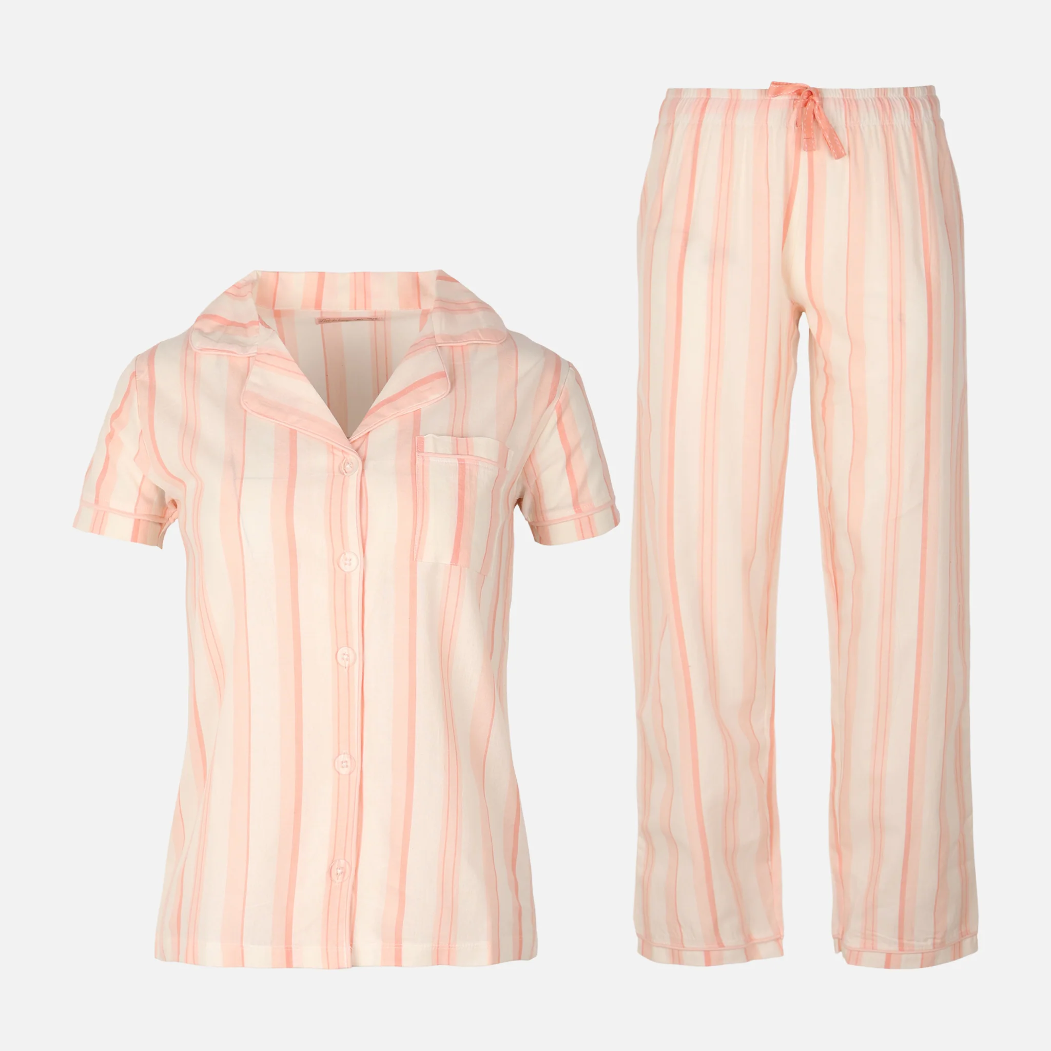 Womens Striped Pyjama Set Short Sleeve Top And Pant - Image 7