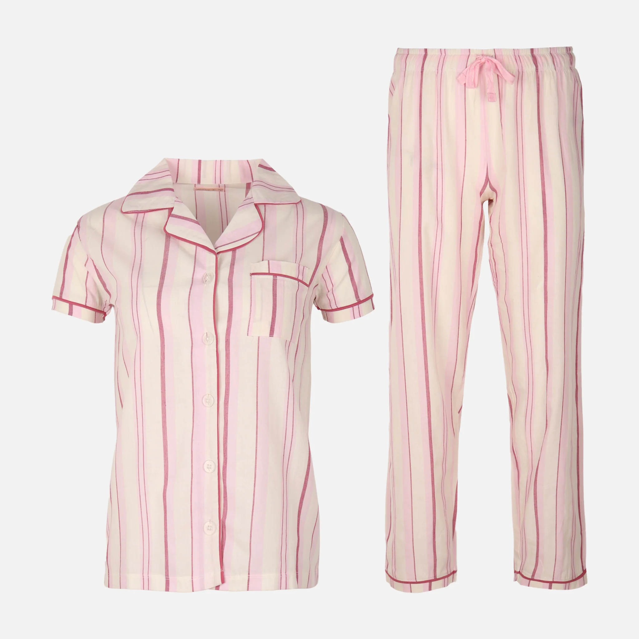Womens Striped Pyjama Set Short Sleeve Top And Pant - Image 7